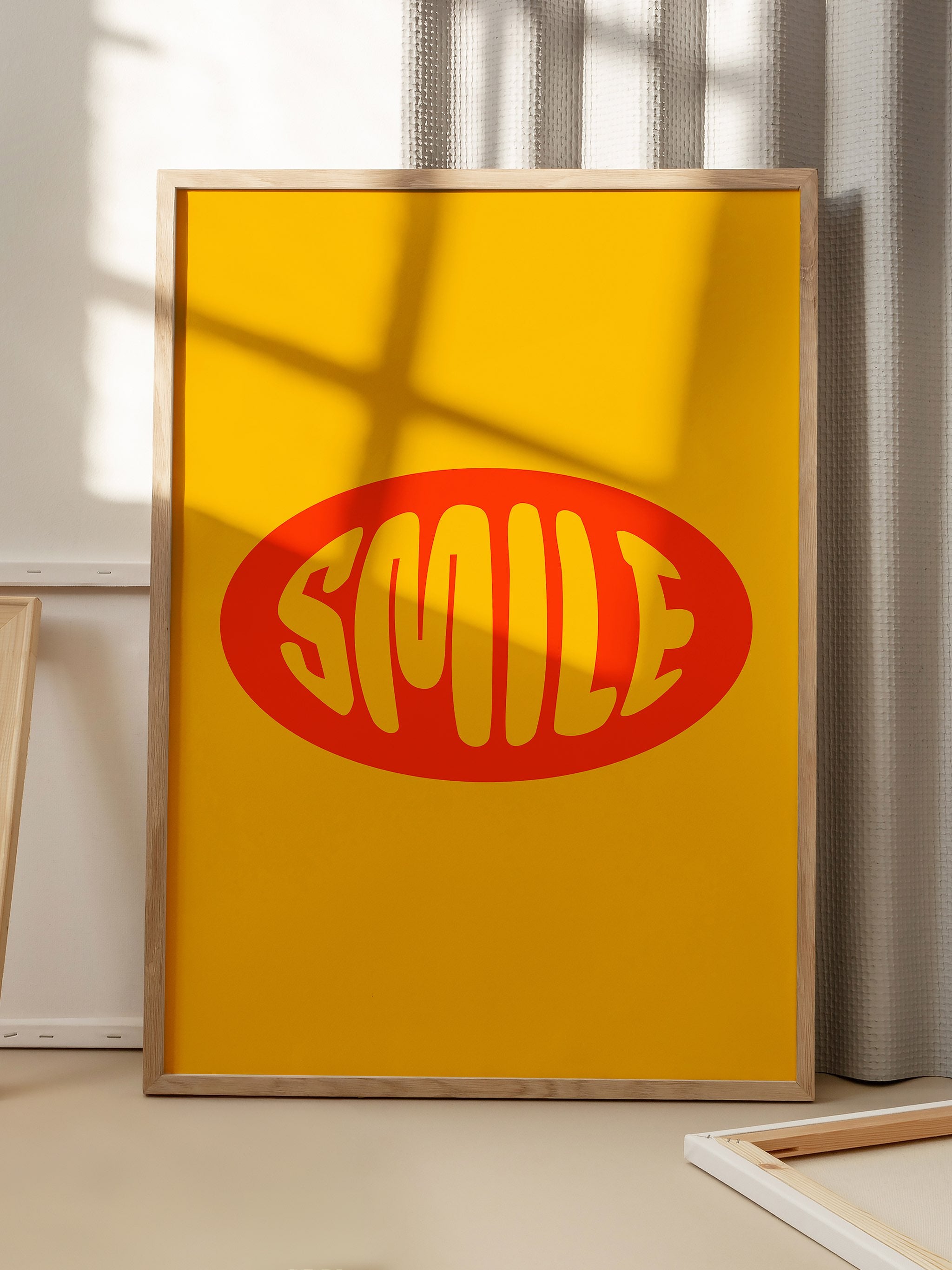 Printed poster with motivational Smile text