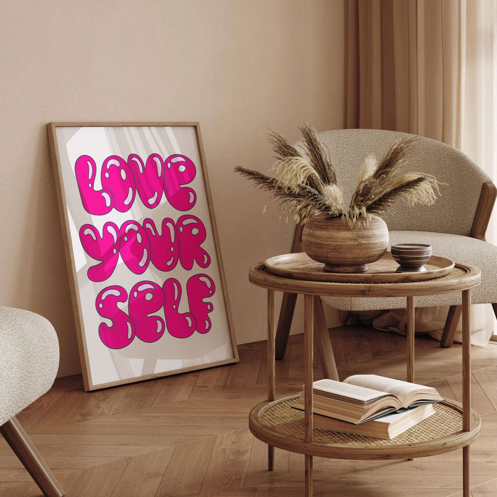 Love Yourself art print with bold typography design